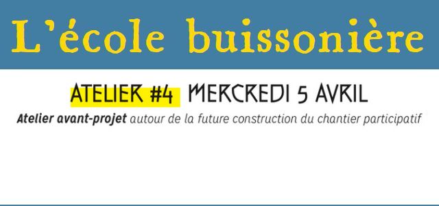 Atelier d&rsquo;urbanisme participatif : nouvel atelier le 5 avril suivi d&rsquo;un apéritif.