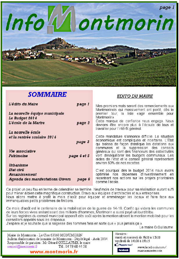 Info Montmorin 2014